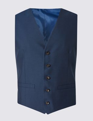 Indigo Tailored Fit 5 Button Waistcoat
